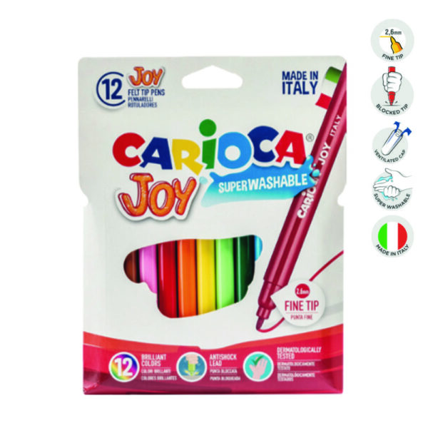 Флумастери Carioca JOY, суперизмиваеми, 12 цвята