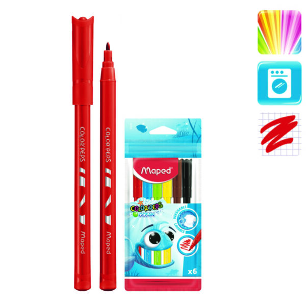 Флумастери  Maped ColorPeps  ОCEAN , 6 цвята