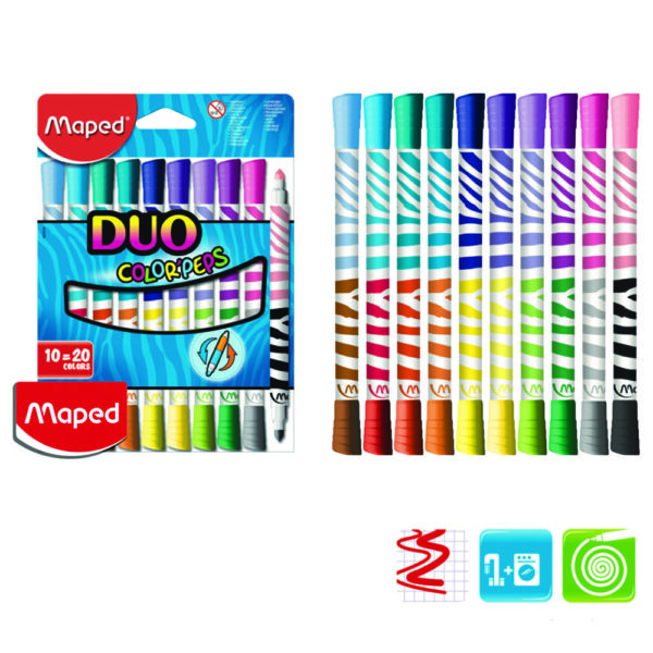 Флумастери  Maped ColorPeps DUO, 10 + 10 цвята