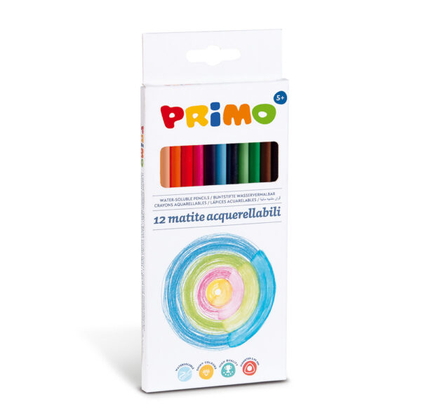 Моливи акварелни Primo - 12 цв.,триъгълни