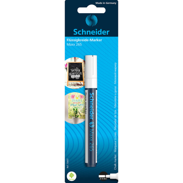 Тебеширен маркер Schneider Maxx 265 - объл връх 3 мм., бял