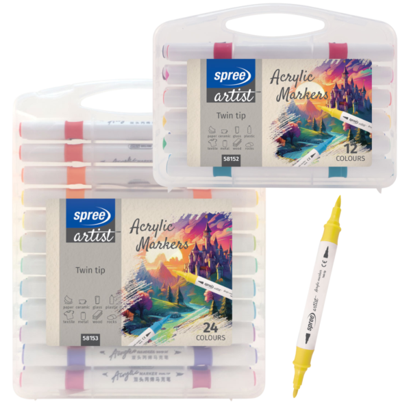 Акрилни маркери Spree ART Twin Tip – 12/24 цв.