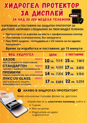 Хидрогел протектори за дисплеи