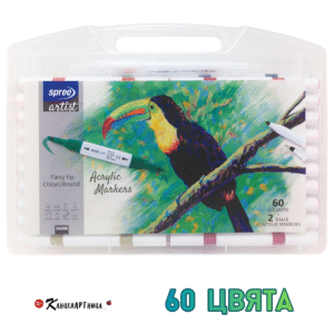 Акрилни двувърхи маркери Spree 60 цв.+2 контурни